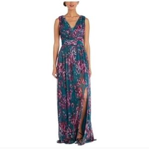Nightway Long Formal Floral Print Dress Sz 12